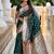 Green soft banarasi silk blend saree with meenakari zari weaving