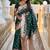 Green soft banarasi silk blend saree with meenakari zari weaving