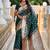 Green soft banarasi silk blend saree with meenakari zari weaving