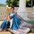 Teal soft banarasi silk blend saree with meenakari zari weaving