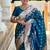 Teal soft banarasi silk blend saree with meenakari zari weaving