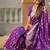 Purple soft banarasi silk blend saree with meenakari zari weaving