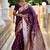 Wine soft banarasi silk blend saree with meenakari zari weaving