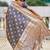 Grey soft banarasi silk blend saree with meenakari zari weaving