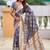 Grey soft banarasi silk blend saree with meenakari zari weaving