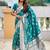 Firozi soft banarasi silk blend saree with meenakari zari weaving