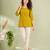 Mustard yellow cotton short kurti for women with tassel detail