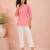 Pink cotton short kurti for women with tassel detail