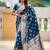 Teal soft banarasi silk blend saree with meenakari zari weaving
