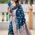 Teal soft banarasi silk blend saree with meenakari zari weaving
