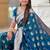 Teal soft banarasi silk blend saree with meenakari zari weaving