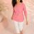 Pink cotton short kurti for women with tassel detail
