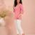 Pink cotton short kurti for women with tassel detail