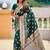Green soft banarasi silk blend saree with meenakari zari weaving