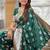 Green soft banarasi silk blend saree with meenakari zari weaving