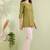 Olive green cotton short kurti for women with tassel detail