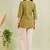 Olive green cotton short kurti for women with tassel detail