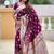 Wine soft banarasi silk blend saree with meenakari zari weaving