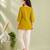 Mustard yellow cotton short kurti for women with tassel detail