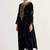 Black zari & sequins embroidered velvet stitched straight kurta set with pant