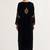 Black zari & sequins embroidered velvet stitched straight kurta set with pant