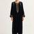 Navy-blue zari & sequins embroidered velvet stitched straight kurta set with pant