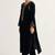 Black zari & sequins embroidered velvet stitched straight kurta set with pant