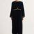 Black zari & sequins embroidered velvet stitched straight kurta set with pant