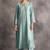 Light-blue floral embroidered chanderi silk stitched straight kurta set with pant
