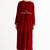 Red zari & sequins embroidered velvet stitched straight kurta set with pant