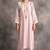 Light-pink floral embroidered chanderi silk stitched straight kurta set with pant