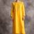 Yellow floral embroidered chanderi silk stitched straight kurta set with pant