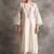 White floral embroidered chanderi silk stitched straight kurta set with pant