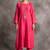Pink floral embroidered chanderi silk stitched straight kurta set with pant