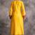 Yellow floral embroidered chanderi silk stitched straight kurta set with pant