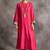 Pink floral embroidered chanderi silk stitched straight kurta set with pant