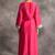 Pink floral embroidered chanderi silk stitched straight kurta set with pant