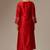 Red floral embroidered chanderi silk stitched straight kurta set with pant