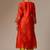 Orange floral embroidered chanderi silk stitched straight kurta set with pant