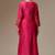 Pink floral embroidered chanderi silk stitched straight kurta set with pant