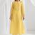 Yellow floral embroidered chanderi silk stitched straight kurta set with pant