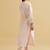 Light-pink floral embroidered chanderi silk stitched straight kurta set with pant