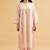 Light-pink floral embroidered chanderi silk stitched straight kurta set with pant
