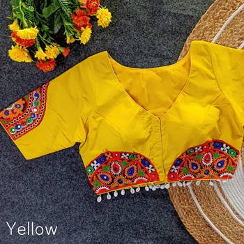 Handcrafted kaudi & mirror work navratri blouse 1