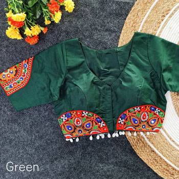 Designer navratri blouse with real mirror work 1