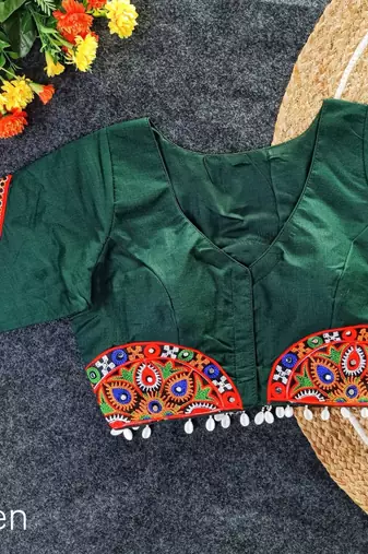 Designer navratri blouse with real mirror work