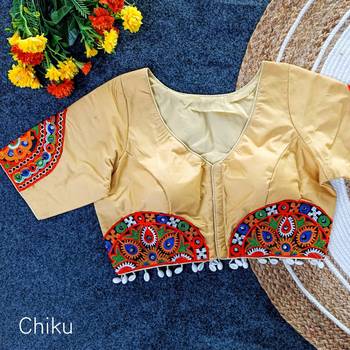 Real mirror handwork cotton navratri blouse 1