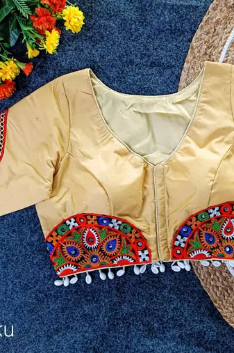 Real mirror handwork cotton navratri blouse
