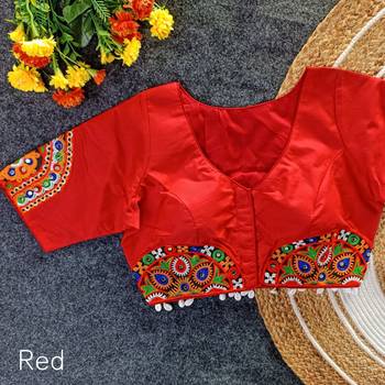 Traditional navratri chaniya choli mirror work blouse 1