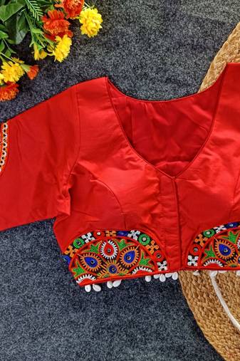 Traditional navratri chaniya choli mirror work blouse
